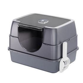 Enclosed Cat Litter Box, Orange - Odor-Locking, Spacious For Large Cats, A Must-Have For Cat Parents (Option: Gray)